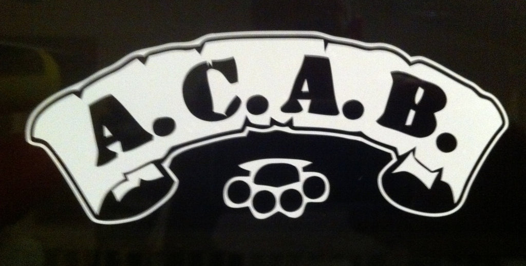 A.C.A.B. Scroll with Brass Knuckles - Die Cut Vinyl Sticker Decal