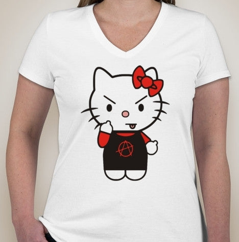 Anarchist Hello Kitty Ladies V-Neck T-shirt