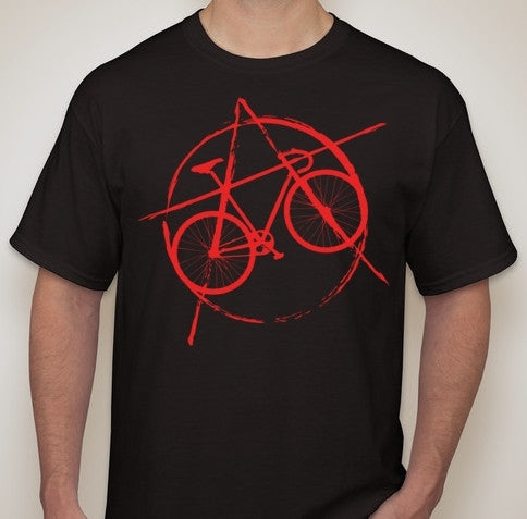 Anarchist Cyclist Racing Bike T-shirt | Blasted Rat