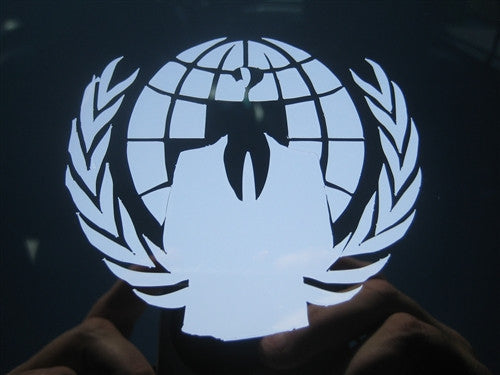 Anonymous Crest White Image | Die Cut Vinyl Sticker Decal | Blasted Rat