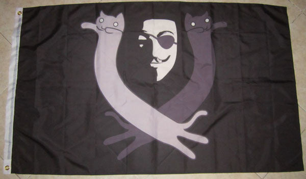 Anonymous Sea Pirate Large Flag with Lulzcats 5x3 feet