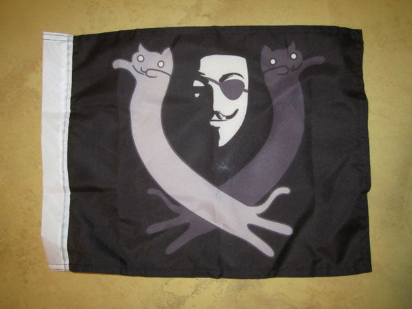 Anonymous Sea Pirate Hand Flag with Lulzcats 15x12"