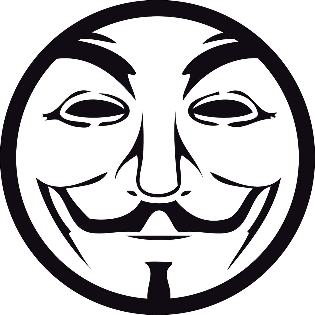 Anonymous Guy Fawkes Mask Circle | Die Cut Vinyl Sticker Decal | Blasted Rat