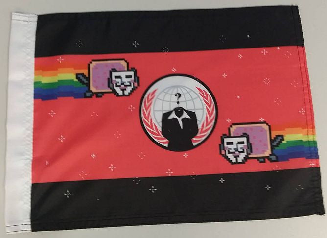 Anonymiss Anonymous Crest With Anon Nyan Cats 15x12" Mini Flag