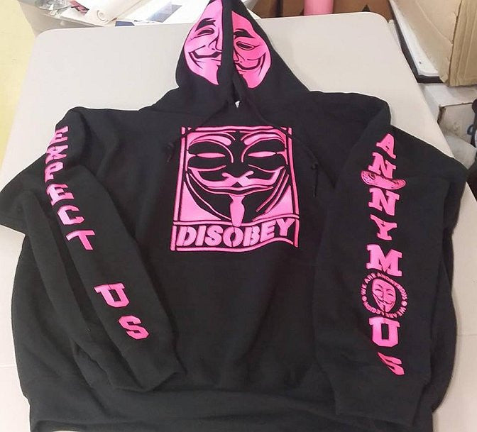 Anonymous Anonymiss Disobey Pink Art Hoodie