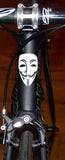 Anonymous Mask | Bicycle Head Badge Decal | Die Cut Vinyl Sticker | Blasted Rat