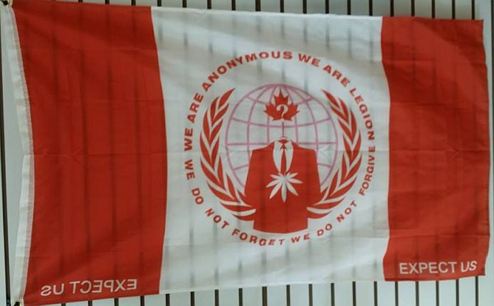 Anonymous Canada Crest Credo Large Flag 5x3 Feet ANON Banner