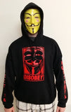 Anonymous Disobey Fully Decked With Red Hood Mask And Sleeves Print Hoodie
