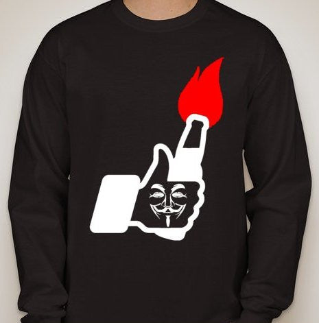 #ShutItDown Anonymous Solidarity Is Attack Molotov Facebook Like Long Sleeve T-shirt