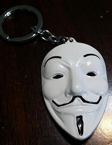 Anonymous White Mask Guy Fawkes Vendetta Keychain