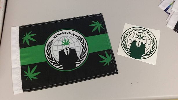 Hempsector 15x12" Mini Flag & 5.5" Die Cut Sticker Combo