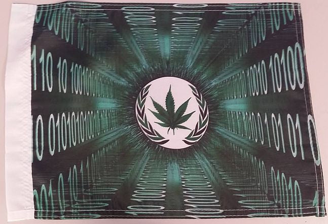 Anonymous Hempsector Weed Leaf Machine Code 0 1 15x12" Mini Flag