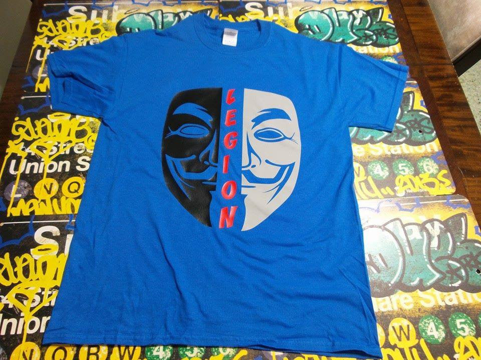 Anonymous Legion Black Ghost Gray Mask T-shirt