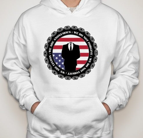 Anonymous Crest with Upside Down USA Flag Hoodie