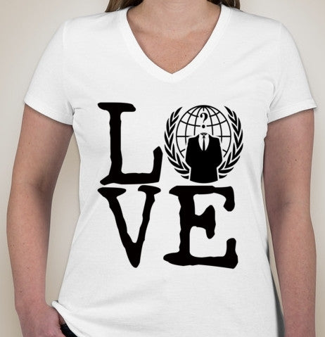 Anonymous Love With Crest Ladies V-Neck T-shirt