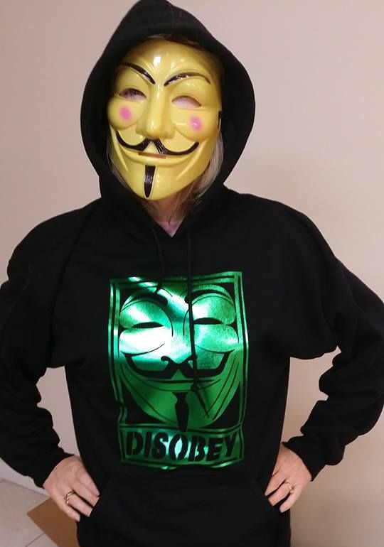 Anonymous Disobey Metallic Green Art Hoodie