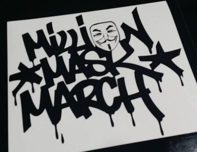 Anonymous Million Mask March Graffiti | Die Cut Vinyl Sticker Decal
