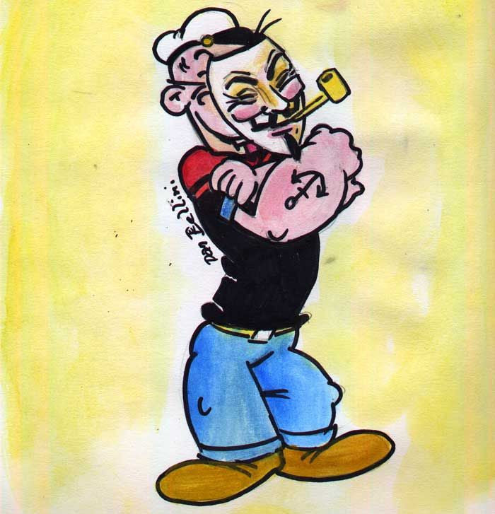 Anonymous Popeye The Sailor | Dan Bellini Occupy Art Print | Blasted Rat