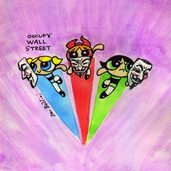 Anonymous Powerpuff Girls | Dan Bellini Occupy Art Print | Blasted Rat