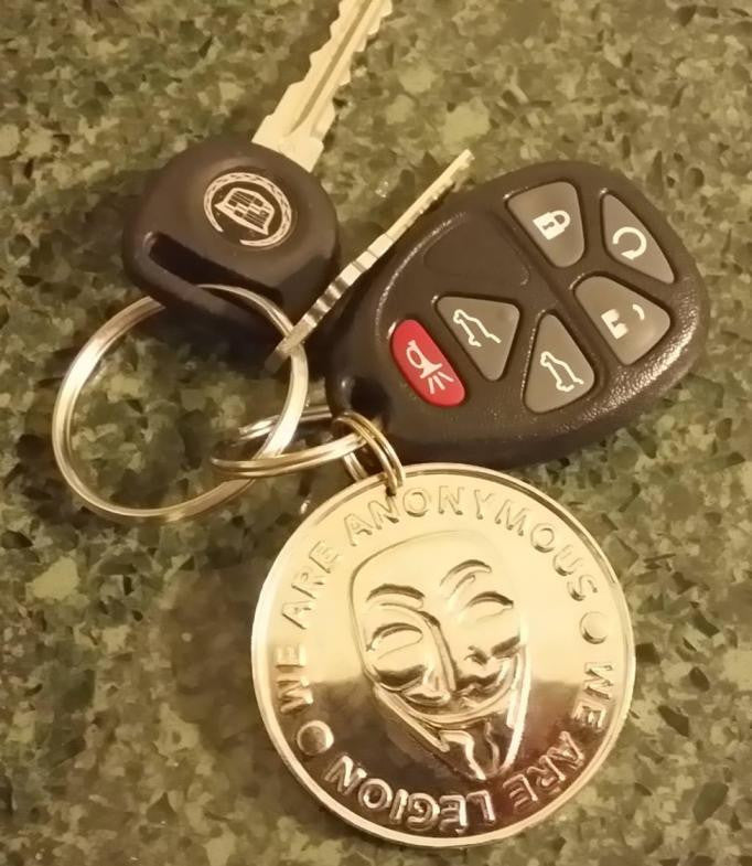 Anonymous Keychain  | heavy solid, plated with different tones | Blasted Rat