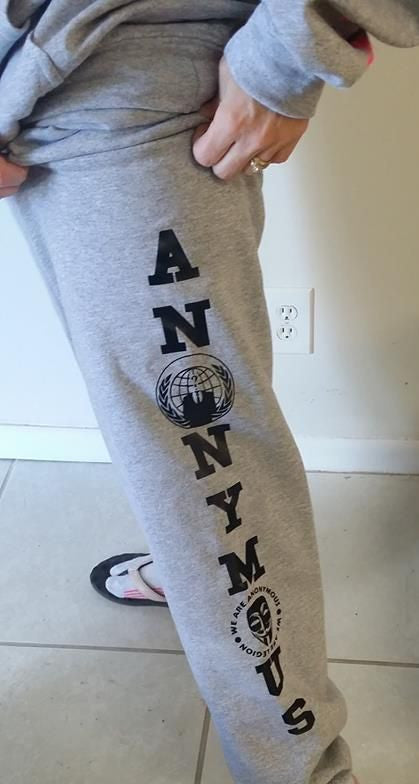 Anonymous Sweatpants Black Art Two Sided Open Loose Bottom
