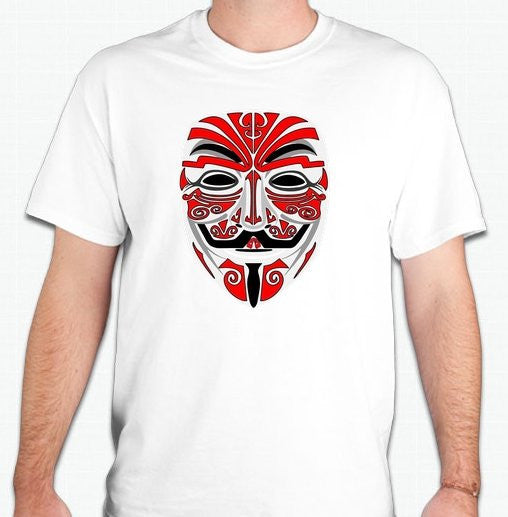 Anonymous Tribal Mask Red Art T-shirt
