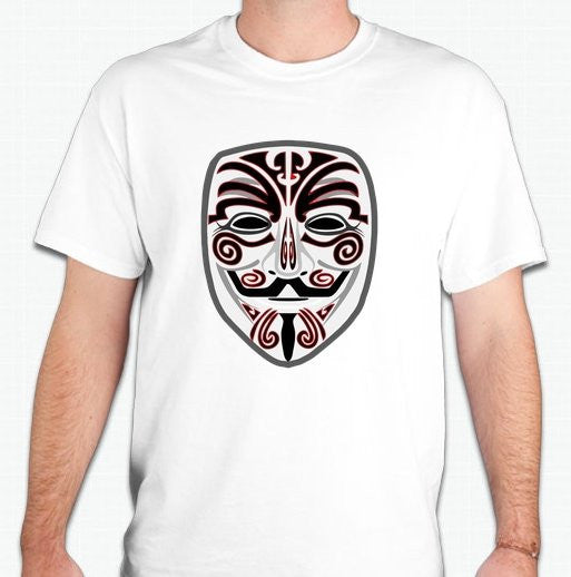 Anonymous Tribal Mask Red&Black Art T-shirt