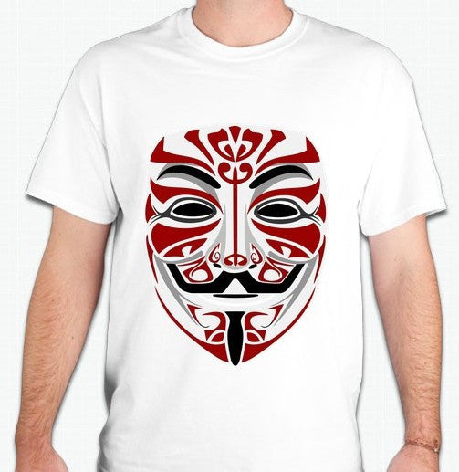 Anonymous Tribal Mask Burgundy Art T-shirt