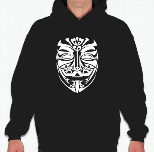 Anonymous Tribal Maori Mask Art Hoodie