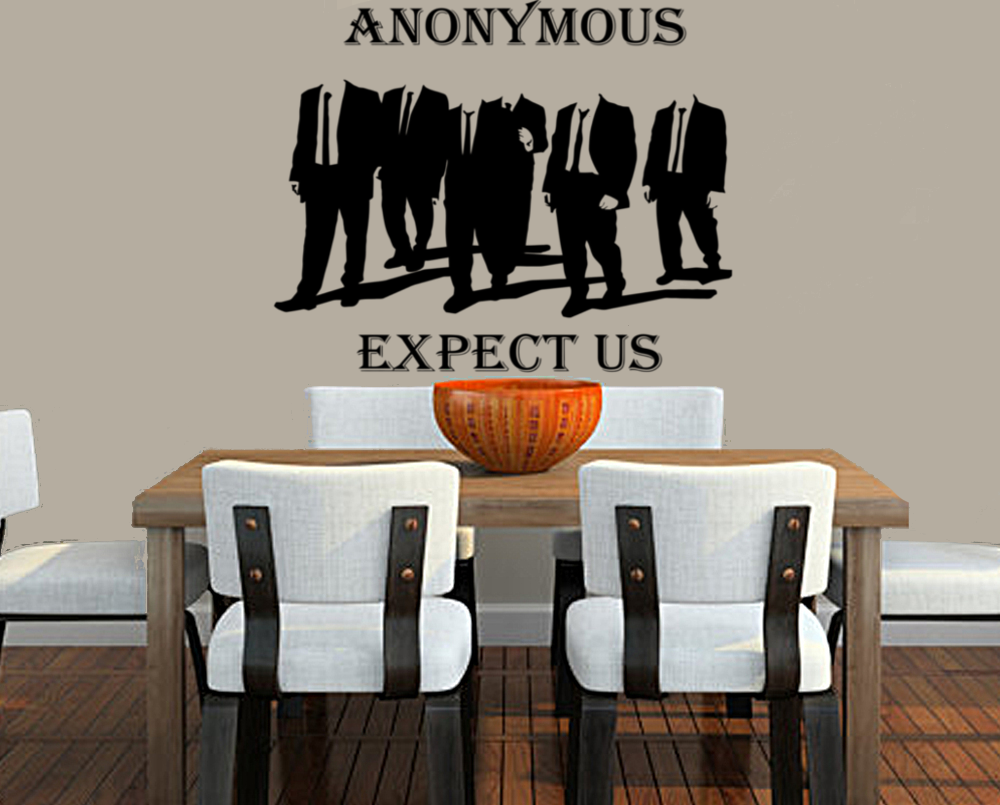 Anonymous Walking In Suits Expect Us  23" Die Cut Vinyl Wall Decal Sticker