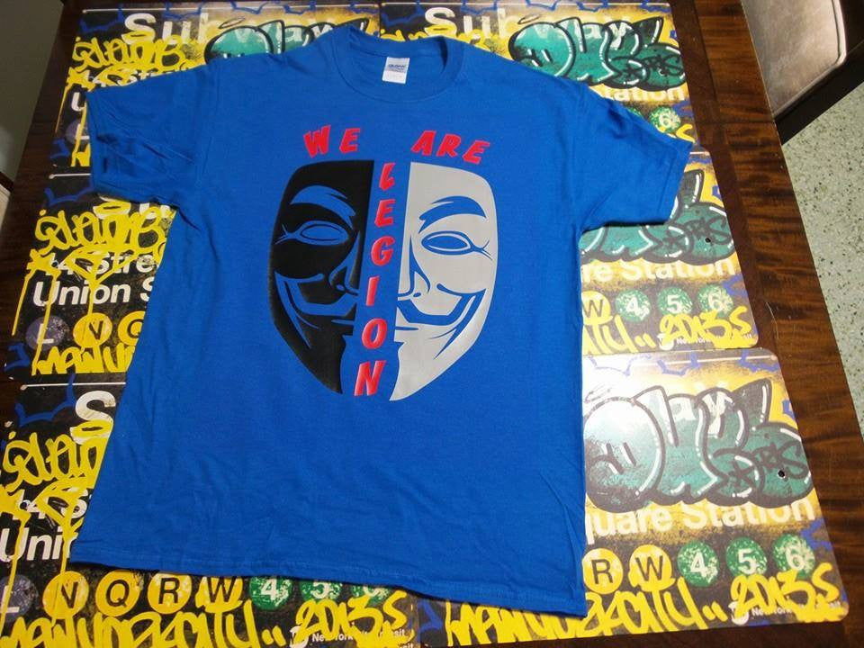 Anonymous We Are Legion Black Ghost Gray Mask T-shirt