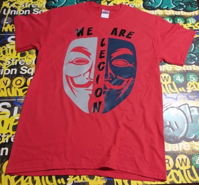 Anonymous We Are Legion Ghost Gray Blue Mask T-shirt