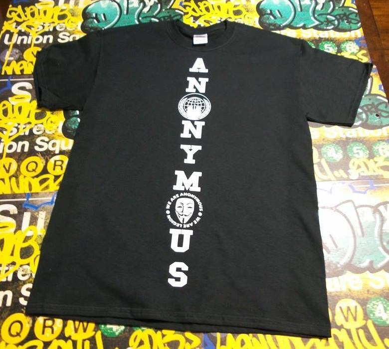 Anonymous White Text Crest Mask T-shirt