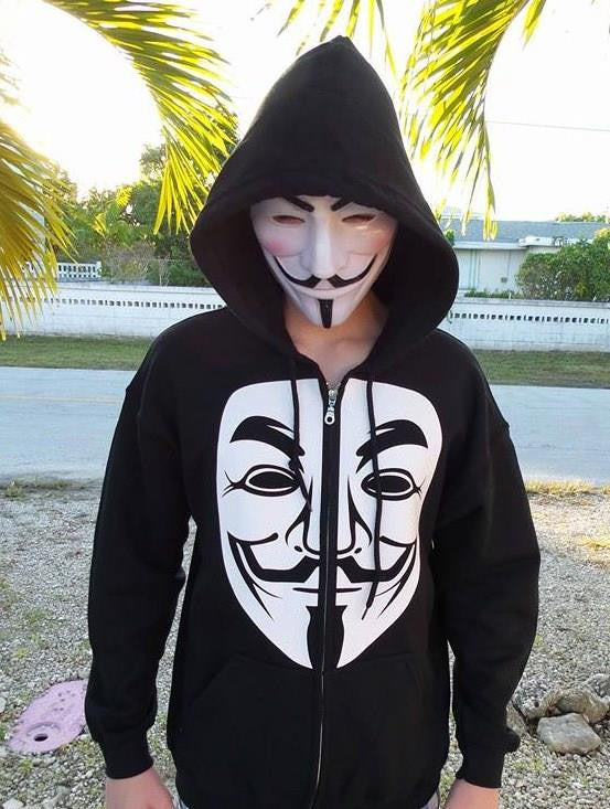 Anonymous Mask Crest 2 Sided Full-Zip Hoodie
