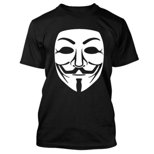 Anonymous Large Mask White Print T-shirt | Blasted Rat