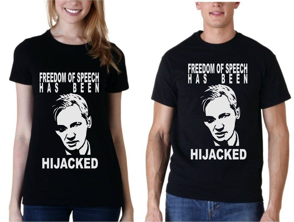 Free Julian Assange Freedom has been hijacked Anonymous Wikileaks Hacker t shirt