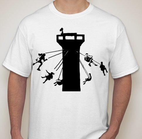 Banksy Street Art  Gaza Guard Tower Carousel T-shirt | Free Palestine!