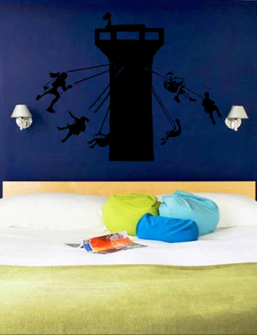 Banksy Street Art Gaza Guard Tower Carousel | 23" Die Cut Vinyl Wall Decal Sticker