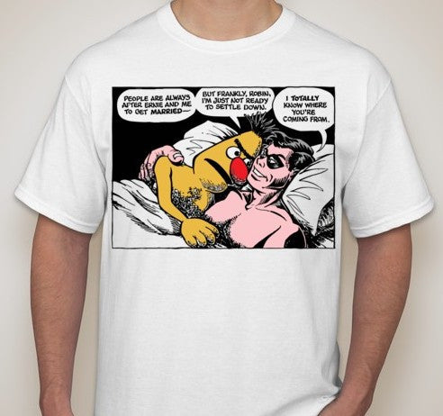 Bert and Robin In Bed T-shirt | Blasted Rat