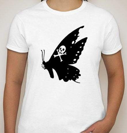 Butterfly With Skull Crossbones T-shirt | Blasted Rat