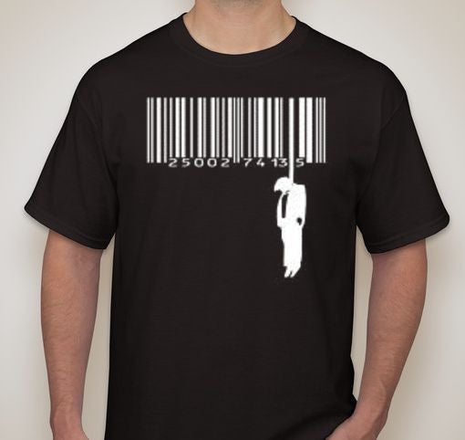 Capitalism Kills Barcode Hanged Man T-shirt