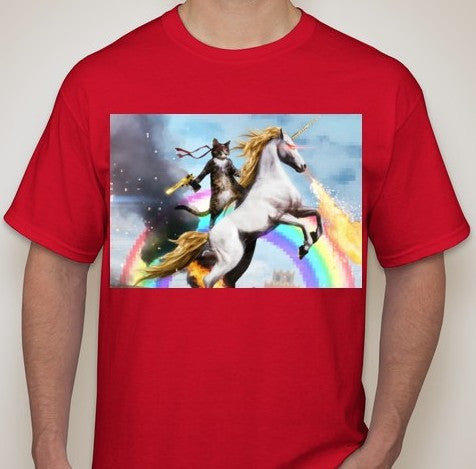 Anon Cat Riding A Fire Breathing Unicorn T-shirt | Blasted Rat