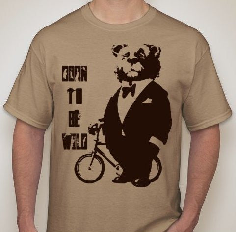 Circus Bear In Suit With Bicycle Born To Be WIld T-shirt | Blasted Rat