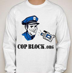 CopBlock Blue Cop Camera URL Long Sleeve T-shirt