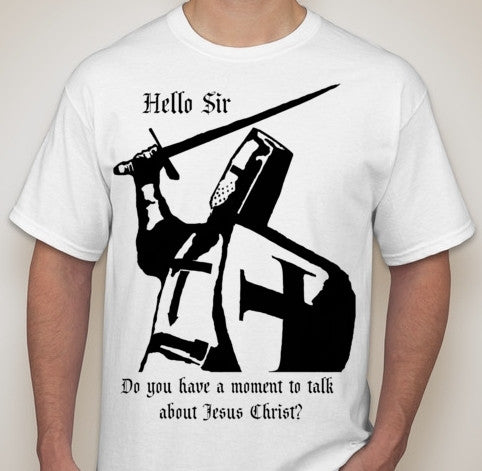 Jehovah Witness Crusader Talk About Jesus Christ Joke T-shirt | Blasted Rat