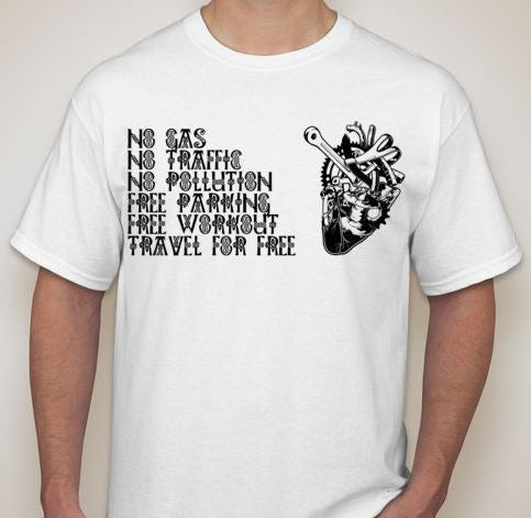 Cyclist Heart No Gas No Traffic No Pollution Free Parking Free Workout Travel For Free T-shirt | Blasted Rat