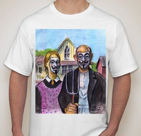 Anonymous American Gothic T-shirt | Dan Bellini Occupy Art