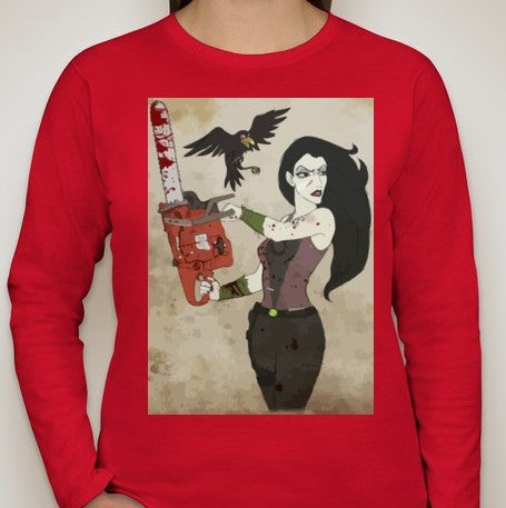 Disney Princess Melody with Chainsaw Women Long Sleeve T-shirt | Blasted Rat