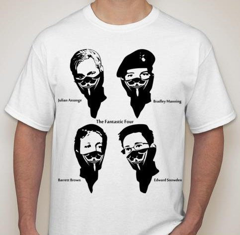 The Fantastic Four Assange Brown Manning Snowden Anonymous T-shirt