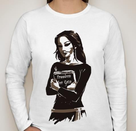 Anonymous Freedom for Gaza Palestine Anonymiss Women Long Sleeve T-shirt | Blasted Rat